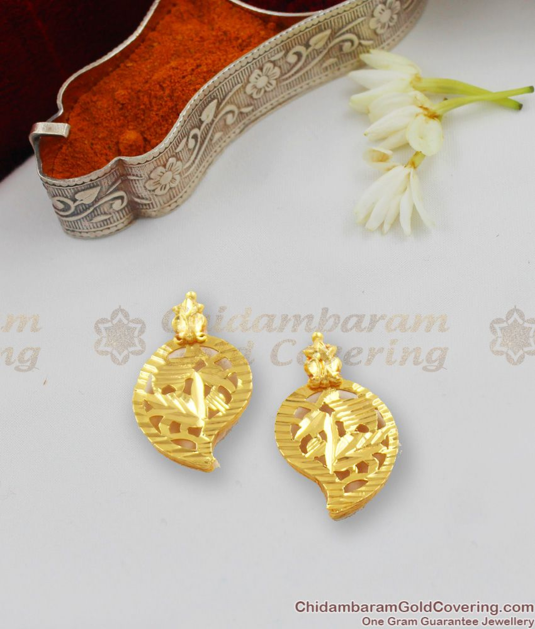THAL58 Gold Imitation Jewelry Thali Mango Leaf Set Traditional Thali